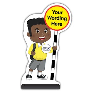 Custom Kid Cut Out Pavement Sign - Toby - Yellow Uniform - Your Logo Here