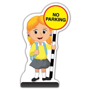 School Kid Cut Out Pavement Sign - Jess  - No Parking - Yellow Uniform