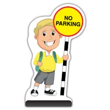 School Kid Cut Out Pavement Sign - Finn  - No Parking - Yellow Uniform