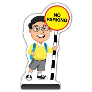 School Kid Cut Out Pavement Sign -  Liam  - No Parking - Yellow Uniform