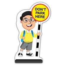 School Kid Cut Out Pavement Sign -  Liam  - Don’t Park Here - Yellow Uniform