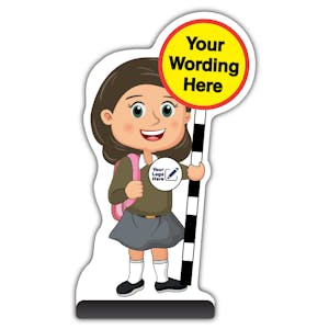 Custom Kid Cut Out Pavement Sign - Mollie - Brown Uniform - Your Logo Here