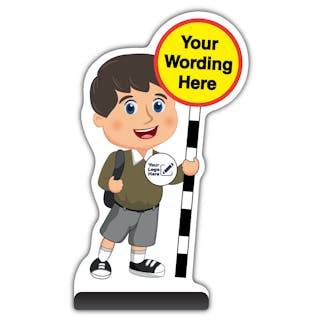 Custom Kid Cut Out Pavement Sign - Charlie - Brown Uniform - Your Logo Here