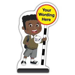 Custom Kid Cut Out Pavement Sign - Toby - Brown Uniform - Your Logo Here