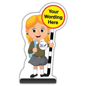 Custom Kid Cut Out Pavement Sign - Jess - Brown Uniform - Your Logo Here