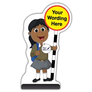 Custom Kid Cut Out Pavement Sign - Ruby - Brown Uniform - Your Logo Here