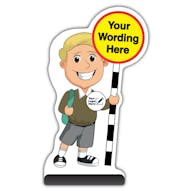 Custom Kid Cut Out Pavement Sign - Finn - Brown Uniform - Your Logo Here