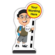 Custom Kid Cut Out Pavement Sign -  Liam - Brown Uniform - Your Logo Here