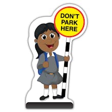 School Kid Cut Out Pavement Sign - Ruby  - Don’t Park Here - Grey Uniform