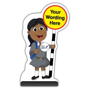 Custom Kid Cut Out Pavement Sign - Ruby - Grey Uniform - Your Logo Here
