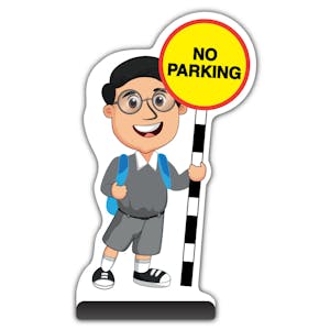 School Kid Cut Out Pavement Sign -  Liam  - No Parking - Grey Uniform