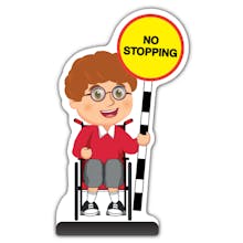 School Kid Cut Out Pavement Sign - Ben  - No Stopping - Red Uniform