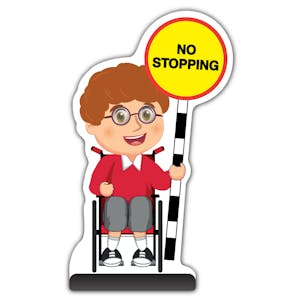 School Kid Cut Out Pavement Sign - Ben  - No Stopping - Red Uniform