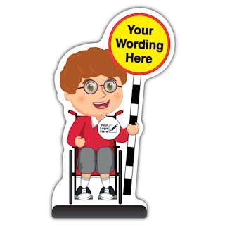 Custom Kid Cut Out Pavement Sign - Ben - Red Uniform - Your Logo Here