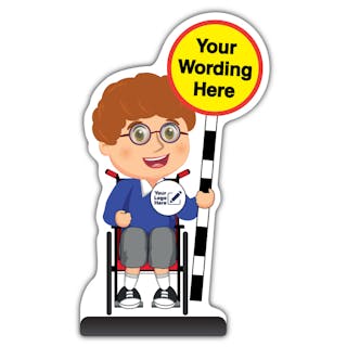 Custom Kid Cut Out Pavement Sign - Ben - Blue Uniform - Your Logo Here