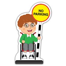 School Kid Cut Out Pavement Sign - Ben  - No Parking - Green Uniform