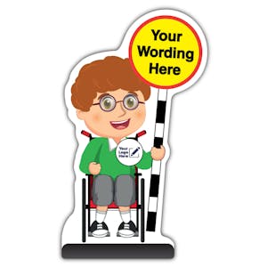 Custom Kid Cut Out Pavement Sign - Ben - Green Uniform - Your Logo Here