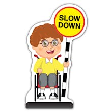 School Kid Cut Out Pavement Sign - Ben  - Slow Down - Yellow Uniform