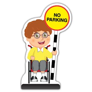 School Kid Cut Out Pavement Sign - Ben  - No Parking - Yellow Uniform