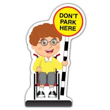 School Kid Cut Out Pavement Sign - Ben  - Don’t Park Here - Yellow Uniform