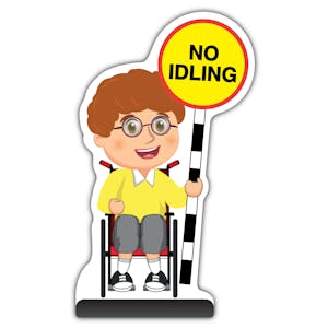 School Kid Cut Out Pavement Sign - Ben  - No Idling - Yellow Uniform