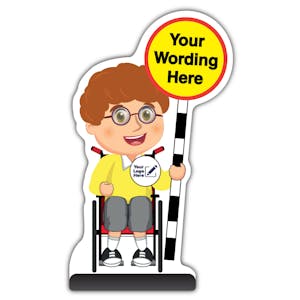 Custom Kid Cut Out Pavement Sign - Ben - Yellow Uniform - Your Logo Here