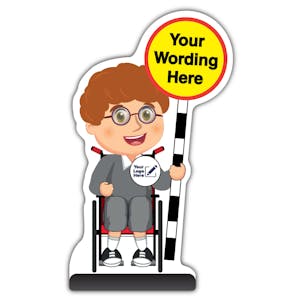 Custom Kid Cut Out Pavement Sign - Ben - Grey Uniform - Your Logo Here