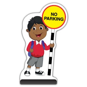 School Kid Cut Out Pavement Sign -  Kamal  - No Parking - Red Uniform