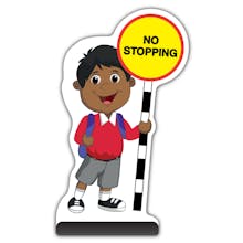 School Kid Cut Out Pavement Sign -  Kamal  - No Stopping - Red Uniform