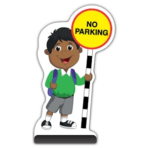 School Kid Cut Out Pavement Sign -  Kamal  - No Parking - Green Uniform