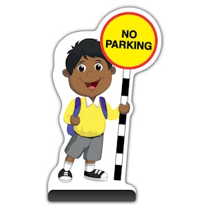 School Kid Cut Out Pavement Sign -  Kamal  - No Parking - Yellow Uniform