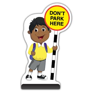 School Kid Cut Out Pavement Sign -  Kamal  - Don’t Park Here - Yellow Uniform