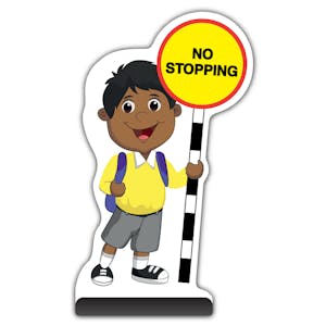 School Kid Cut Out Pavement Sign -  Kamal  - No Stopping - Yellow Uniform