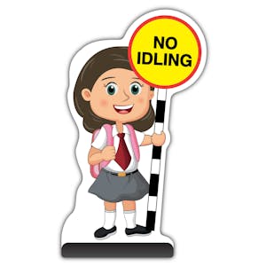 School Kid Cut Out Pavement Sign - Mollie - No Idling