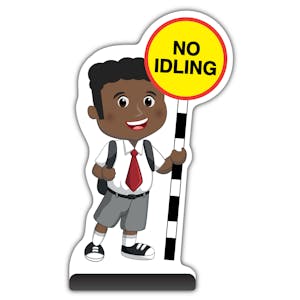School Kid Cut Out Pavement Sign - Toby - No Idling