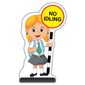 School Kid Cut Out Pavement Sign - Jess - No Idling