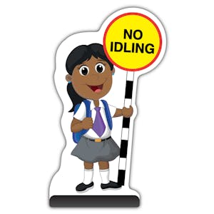 School Kid Cut Out Pavement Sign - Ruby - No Idling