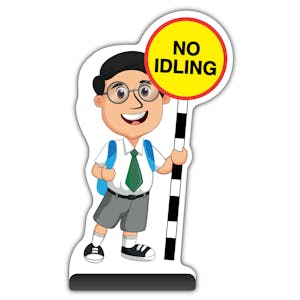 School Kid Cut Out Pavement Sign - Liam - No Idling