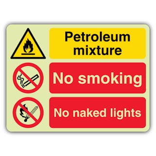 Photoluminescent Petroleum Mixture - No Smoking - No Naked Lights