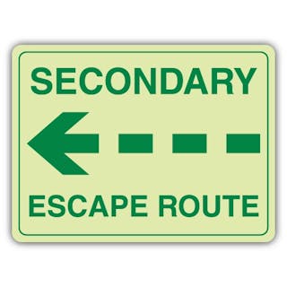 Photoluminescent Secondary Escape Route Arrow Left