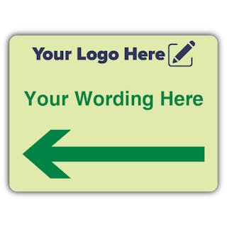 Wayfinding Green Text Arrow Left - Landscape - Your Logo Here