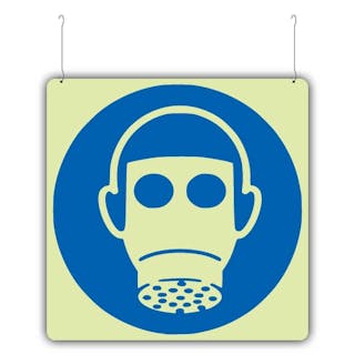 Photoluminescent Respirator Symbol - Hanging Sign