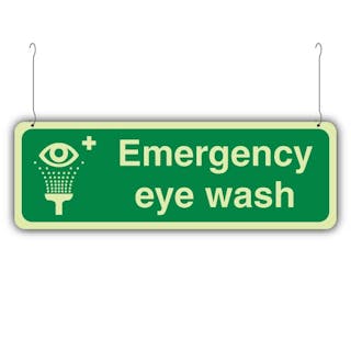 Photoluminescent Emergency Eyewash - Landscape - Hanging Sign