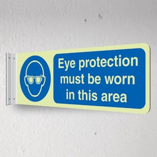 Photoluminescent Eye Protection Must Be Worn In This Area - Corridor Sign