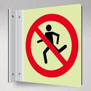 Photoluminescent No Running Symbol - Corridor Sign