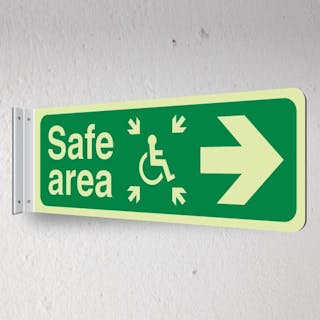 Photoluminescent Safe Area Arrow Right - Icon Centre - Landscape - Corridor Sign