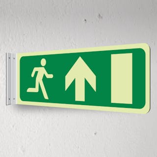 Photoluminescent Exit Man Running Arrow Up - Corridor Sign