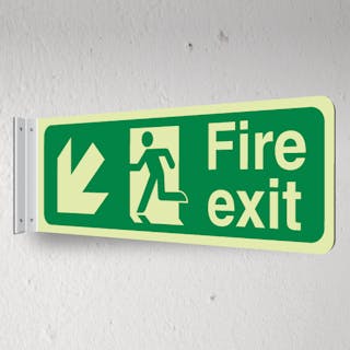 Photoluminescent Fire Exit - Down Left - Corridor Sign