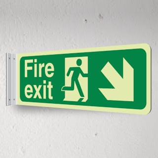 Photoluminescent Fire Exit - Down Right - Corridor Sign