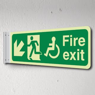 Photoluminescent Wheelchair Fire Exit - Down Left - Corridor Sign